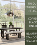 Open Drum 4 Light Modern Farmhouse Chandelier With Interchangeable Walnut And White Ash Wood Panels In Coarse Black Finish in dining room