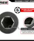 Recessed 6-point opening of 19mm Harmonic Balancer Socket for Honda, deep counter-weighted design, chrome molybdenum steel material.
