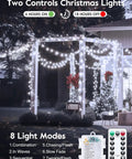 Firecracker String Lights 60 LED Battery Operated 5 Feet 2 Pack With Remote on outdoor gazebo showcasing light modes.