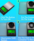 Step-by-step guide using Pocket Digital Scale With 0.01g Precision And 1000g Capacity Backlit LCD for precise weighing.