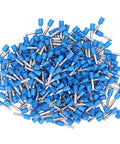 Top view of Insulated Ferrule Kit 1000 Pcs For 12 AWG Copper Wire Crimp Terminals with blue PVC insulation.