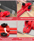 Heavy Duty Aluminum Thin Rip Jig Compatible With Table Saws Featuring Adjustable T Slot Track For Kickass Precision On Narrow Wood Cuts And No Sweat Setup Anytime, shown in use for precise adjustments.