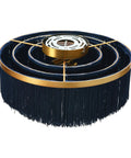 Dope Navy Fringe Round Ceiling Light With Gold Rim, 13.75 Inch Semi Flush Mount, Modern Chandelier Vibe, Hardwire Install