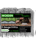 200 Pack 6 Inch U Shaped Landscape Staples With Hook 11 Gauge Heavy Duty Galvanized Garden Stakes Rustproof Ground Pins
