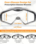 Over Glasses Safety Goggles With Panoramic Lens Anti Fog And Scratch Resistant ANSI Z87.1 Eye Protection dimensions