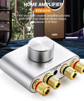 F900S 80W X 2 Bluetooth 5.0 Mini Amplifier For Home Audio Hi Fi Stereo Digital Amp with AUX USB BT Inputs in silver finish