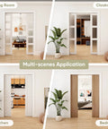 Concealed Sliding Pocket Door Track Kit With 12 Foot Dual Rail System for 48 to 72 Inch Wide Double Doors in home settings.