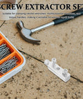 Heavy Duty 2 Set Silver Damaged Screw Tap Extractor Kit For Faucet Plumbing Repairs To Yank Those Stubborn Broken Studs And Fix Pipes Like A Boss In No Time, silver tool set on tile