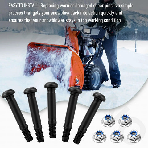 Heavy Duty Two Stage Snow Blower Shear Pin Set With Twenty Top Shelf Metal Replacement Pins For 24 And 28 Inch Self Propelled Winter Gear with black shear pins.