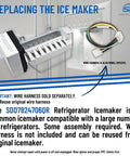 Model Specific Refrigerator Ice Maker Replacement Plug And Play For D7824706Q 10549201 10563707 shown with label and wire harness.