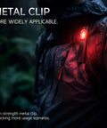 Ultra Thin Rechargeable Flashlight 700 Lumen Magnetic Work Light on jacket with red light in forest
