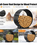 32 Inch Firewood Hoop Rack With Rustproof Cover, Heavy-Duty Wood Storage Stand Holds 500 Lbs in snowy and rainy settings
