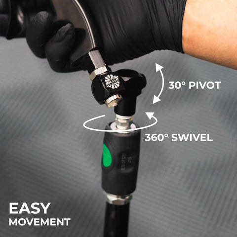 Ultra Air Hose Swivel Kit With Articulating Swivel For Air Tools and Hoses in Tight Spaces 30° pivot 360° swivel view