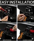 Six Pack Five Eighth Inch D Ring Shackles With Three Quarter Inch Red Screw Pins Heavy Duty Recovery Gear 3.25 Ton 7,165 Lb Working Load Limit Value Set For Tough Jobs, installed on a tow hitch