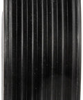 Front view of black ribbed accessory drive belt idler pulley for automotive use
