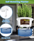 Indoor Hydroponics Tower Grow Kit With LED Grow Light showing self-watering planter with storage basin and cotton rope detail