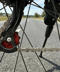 Close-up of All In One Bike Chain Tool Kit For Six Seven Eight Speed Chains with 126 Link Replacement on bike in motion