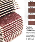 Close-up of 80 grit flaps on 40 Piece Flap Wheel Sander Set For Pro DIYers With One Quarter Inch Shank For Drill Polishing
