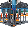Close-up of Hydrobot Arm Kit Hydraulic STEM Building Toy For Kids 12 Plus, showcasing water-powered hydraulic components.