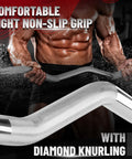 Chrome EZ Curl Bar 47 Inch Curl Barbell with diamond knurling for non-slip grip, solid steel for biceps and triceps exercises
