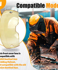 Sweet Six Pack Clear Front Cover Lens Replacement For Esab Sentinel A60 Welding Helmet, amber lens shown, fits modern helmets.