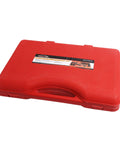 Red carrying case for 27 Piece Impact Socket Set With Three Quarter Inch Drive Includes Metric And SAE Sockets, Drop Forged Cr-V Steel