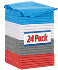 Bulk Microfiber Towels For Cars 24 Pack Absorbent Cleaning Cloths All Purpose Rags For Auto Garage And Shop Easy Wipe Dust Free Lint Free