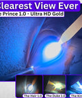 Auto Darkening Welding Lens One Point Zero Shade Five To Thirteen Silver Front With Light Blue Weld View demonstration