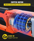 Close-up of Badass Heavy Duty Electric Pipe Threader Kit With 2300w Pure Copper Motor showcasing 2300W copper core motor.