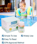4 Pack Coliform E Coli Water Test Kit Works Like A Charm For Fast 48 Hour Home Well Tap Pool And Lake Testing Easy No Hassle Bacteria Detector For Safe Drinking Water That Keeps Your Family Happy And Totally Worry Free Any Day, Girl smiling in pool next to testing kit.