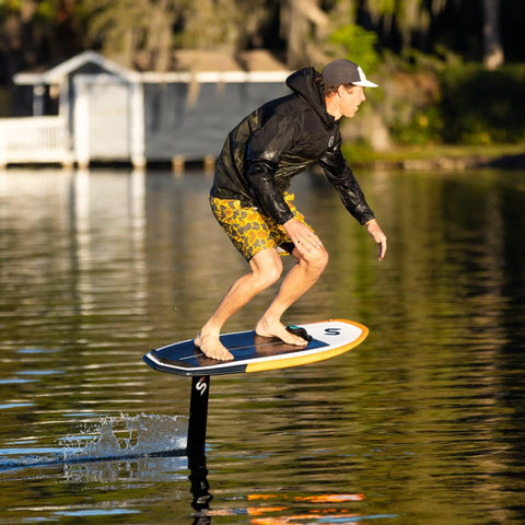 Man riding One-Lock Wake Foil Quick Start Package With Ease 1250 Front Wing Verse 270 Tail 72cm Aluminum Mast And Optional WF-2 V6 Board