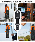 Rare Earth Magnetic Multimeter Hanging Strap Kit For Klein Tools Meters MM400 MM300 CL600 shown in use in various settings.