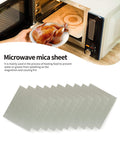 10 Pack Waveguide Cover Mica Sheets For Microwaves, Universal Fit, displayed with an open microwave and meal inside