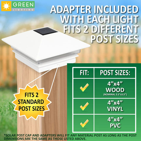 Gala Solar Powered LED Post Cap Lights 4 Pack For 4x4 Wood And PVC Posts White Outdoor Garden Pathway Lighting With Weatherproof Caps