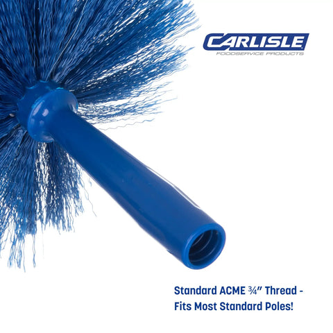 Round Duster Head With Soft Flagged Bristles In Blue 9 Inch 12 Pack For Ceiling Dusting Vents And Overhead Surfaces No Fuss Dusting With Broad Coverage And Easy Reach, blue PVC bristles and ACME thread