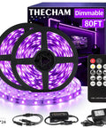 80Ft Black Light Strip With Remote, 1440 LEDs, Flexible 12V Glow Party Blacklights, Adjustable Brightness From Ten Percent