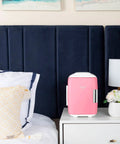 Dope Portable 4L Mini Fridge And Cooler Warmer For Bedroom, Car, Desk And Dorm Room, 6 Can Capacity, USB Power, Pink Finish