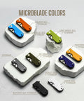 Badass Microblade Pocket Knife With Slick Titanium Frame And Textured White G10 Handles For Rock Solid Grip Razor Sharp D2 Steel Blade Powers Through Everyday Tasks Effortlessly Top Tier Everyday Carry Tool That Slips Snugly Into Your Pocket And Stays in various colors on display.