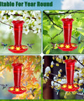 10 Oz Glass Hummingbird Feeder Set Two Pack For Outdoors Hanging Red Ant And Bee Proof With Six Feeding Ports