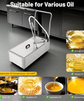 JAYGOVAN Commercial Deep Fryer Oil Filter Machine With 55 Liter Large Capacity and 10 Liters Per Minute Fast Flow Rate For Restaurant Kitchen with stainless steel body.