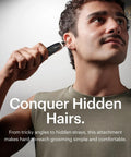 Man using Weed Whacker 3.0 Pro Electric Nose, Ear, And Eyebrow Trimmer With SkinSafe Dual Head System by ear