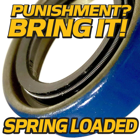 Close-up of spring loaded seal from Dual Front Wheel Bearing And Axle Rebuild Kit For Exmark Toro Lazer Z And Z Master 13x6.50-6