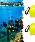 Scuba Regulator Mouthpiece Cover Dust Protector Cap with Stainless Steel Split Ring and Clip, Neon Yellow Finish
