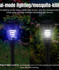 4 Pack Solar Mosquito Zapper And Cone Light Outdoor Bug Killer Waterproof with dual-mode lighting in garden setting