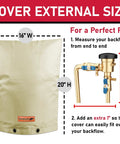 Cold Snap Backflow Preventer Insulation Cover For Outdoor Winterproof Protection No Frost Hassle 16W By 20H UV Resistant Shell displayed on a backflow system