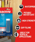 Epoxy Repair Putty Stick 2 Oz Hand Mixable Two Part System All Purpose Quick Set Moldable Adhesive That Bonds To Damp Surfaces And Cures Underwater For Home Marine And Plumbing Fixes 1 Pack packaging on a wooden surface.