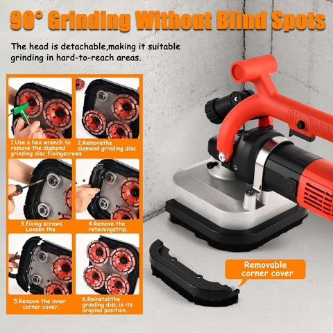 Four Head Concrete Floor Grinder And Electric Diamond Polisher Machine With Six Variable Speed For Dustless Grinding