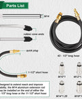 Marvelity cylinder leak-down tester: M14 extension rod, 43-1/3 in hose, rubber cone ends, quick plug, adapters