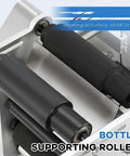 Close-up of the supporting roller in the Semi Automatic Label Applicator For Round Bottles, precision black rollers shown.