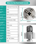 Technical diagram of 100mm No Power Multi Function Lathe Chuck Spindle Assembly for CNC Lathe Grinder Drill Press with four jaw